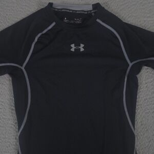 Under Armour Shirt Mens Small Black HeatGear Armour Compression Short Sleeve Top